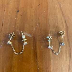 Double Diamond Connected Earrings